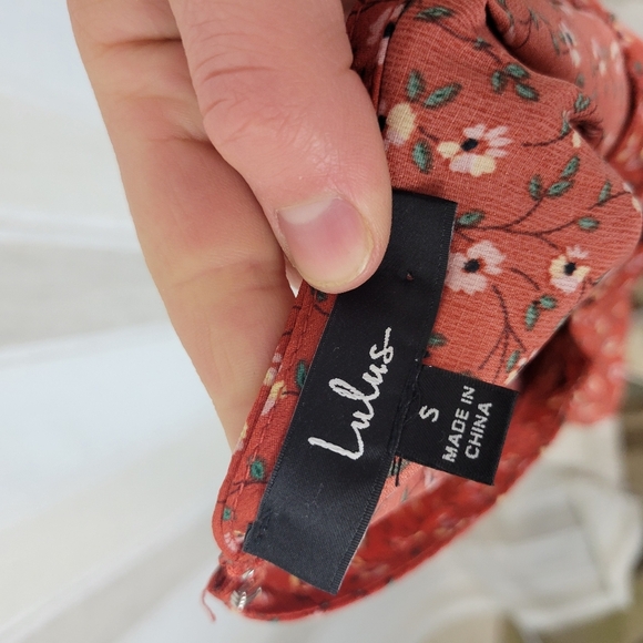 Lulus Absolutely Serene Rust Red Floral Print Ruched Maxi Skirt Red Size Small - Picture 10 of 13